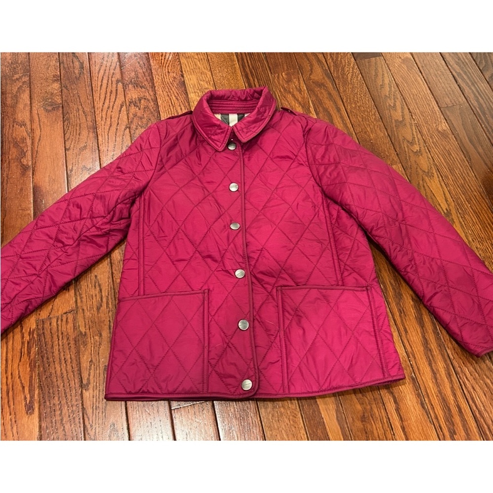 Burberry Kids Quilted Jacket Nova Check Burgundy Size 8